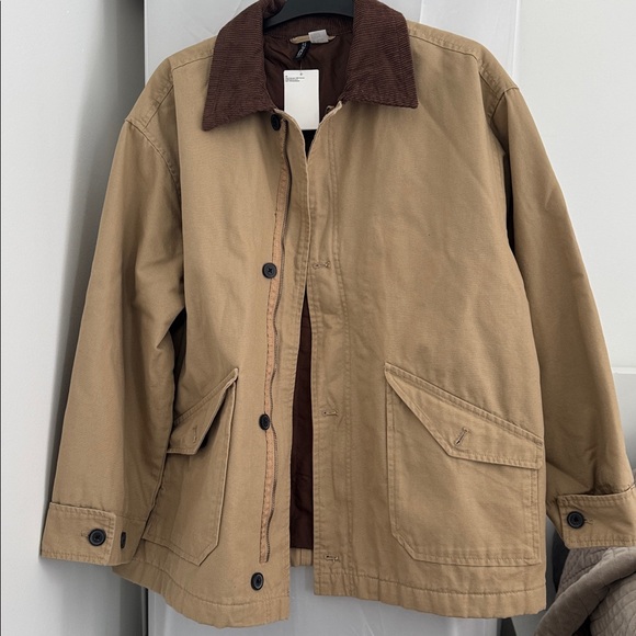 H&M Jackets & Blazers - H&M Tan Field Jacket with Brown Corduroy Collar